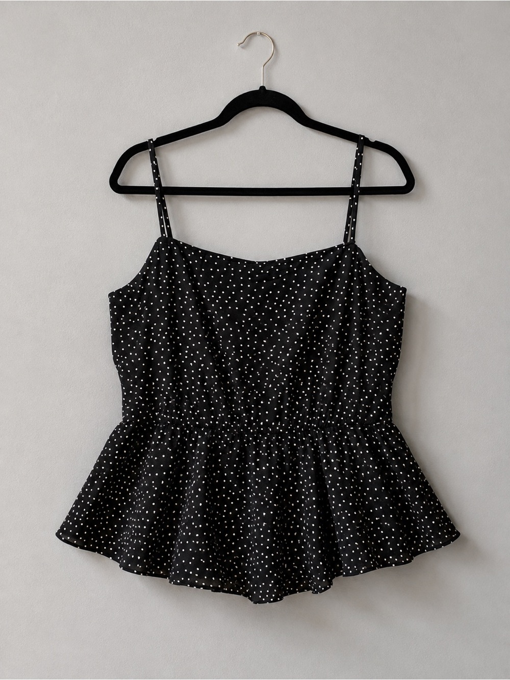 Adore Me Black White Polka Dot Peplum Cami